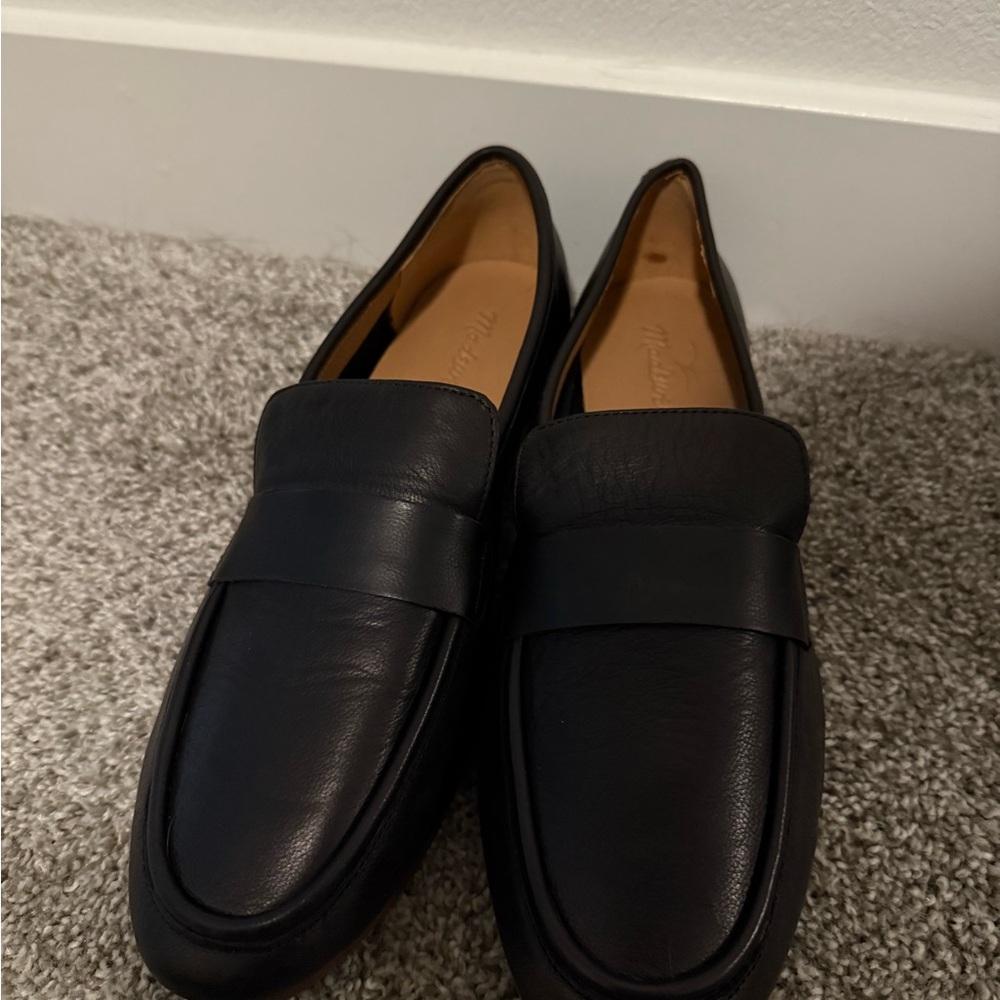 Madewell Black Leather Penny Loafers Flats